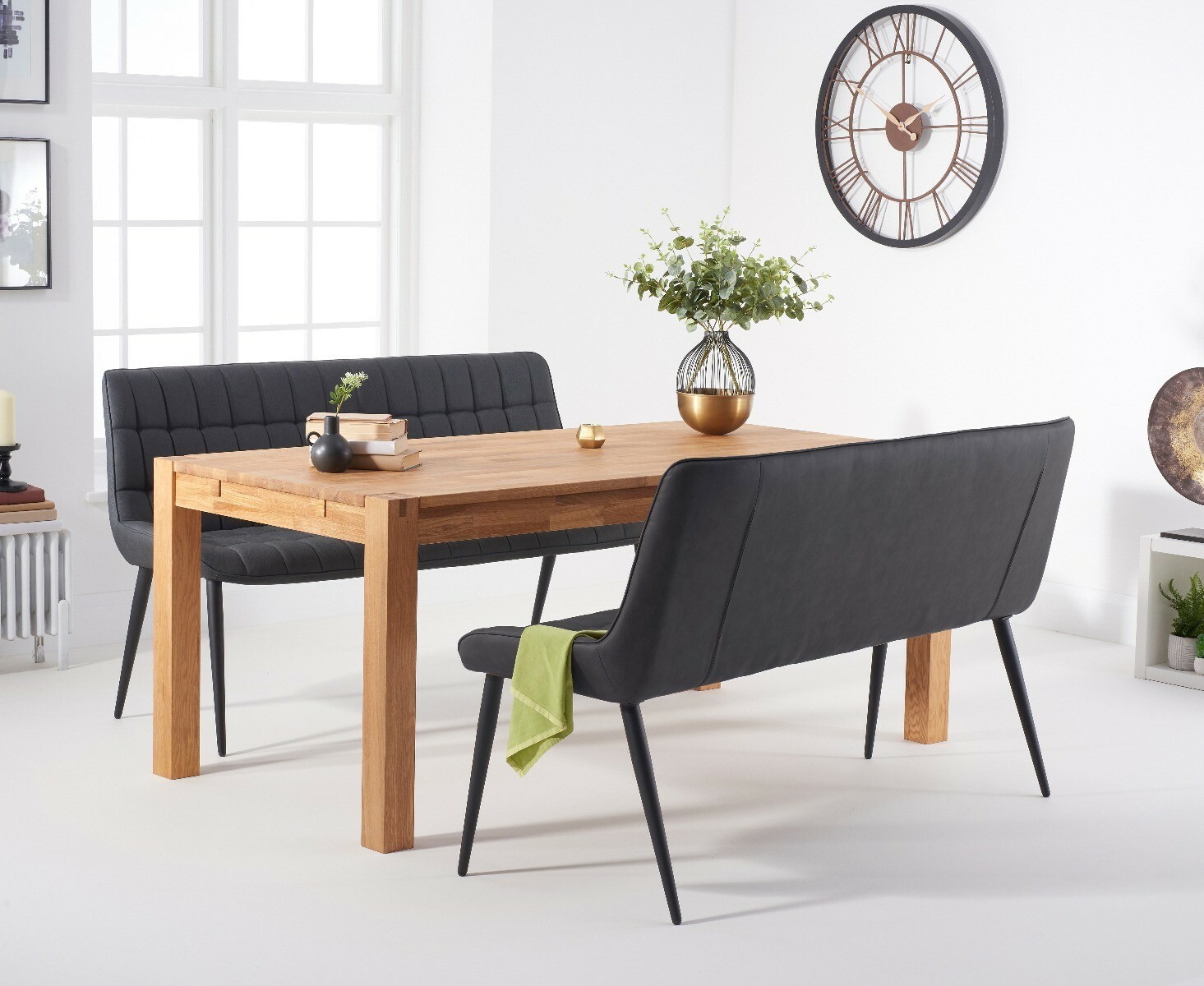 Colby 200cm Oval White Marble Dining Table with 6 Grey Lorenzo Chairs
