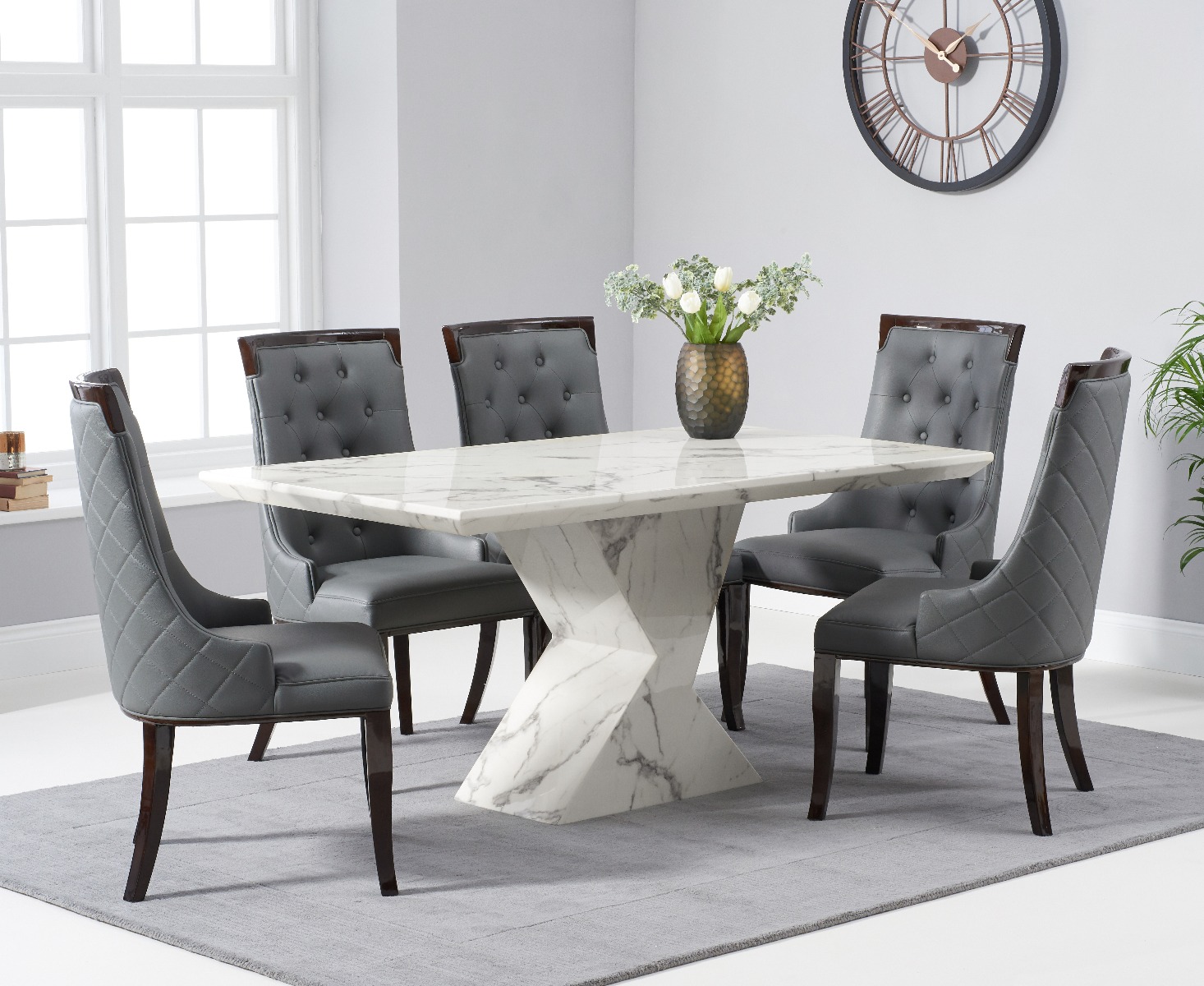 Antonio 220cm White Marble Dining Table