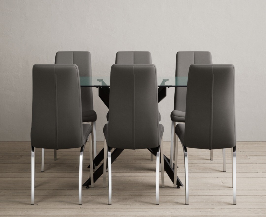 Colby 200cm Oval White Marble Dining Table with 6 Grey Sienna Chairs