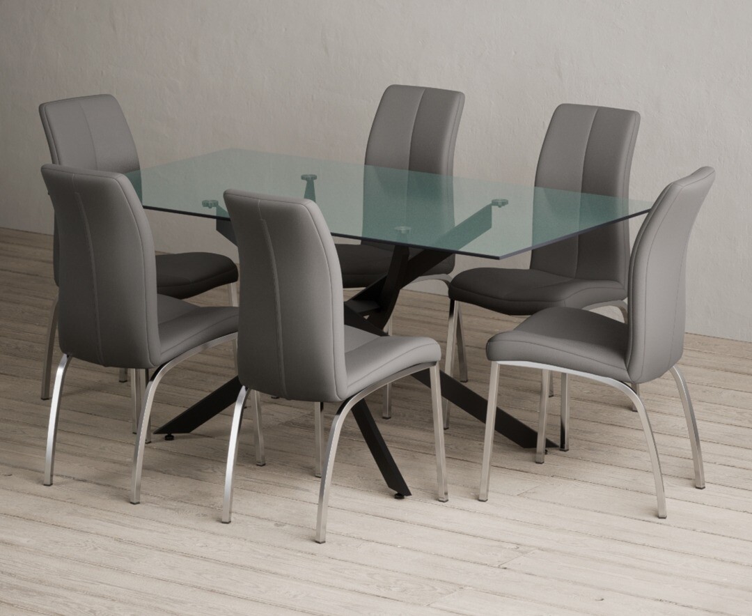 Colby 200cm Oval White Marble Dining Table with 6 Grey Sienna Chairs