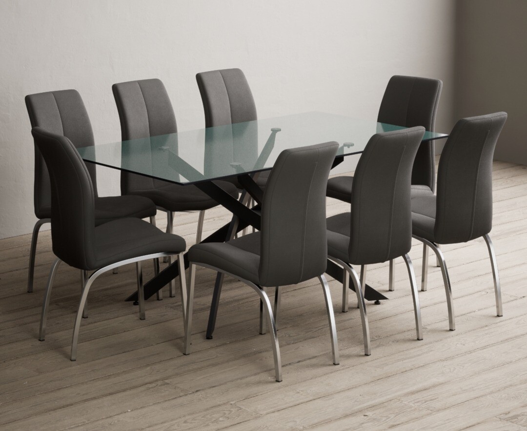 Colby 200cm Oval White Marble Dining Table with 6 Grey Lorenzo Chairs