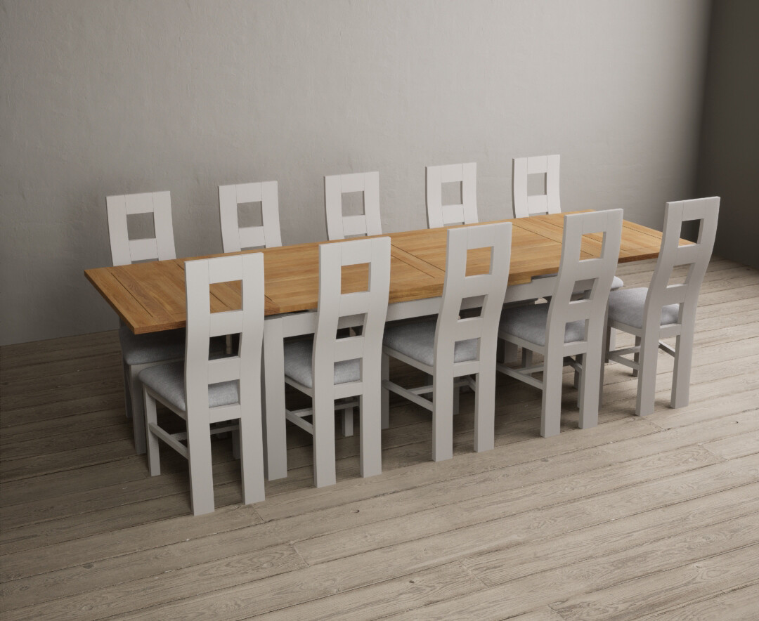Colby 200cm Oval White Marble Dining Table with 6 Grey Lorenzo Chairs