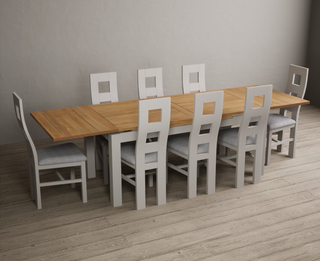 Colby 200cm Oval White Marble Dining Table with 6 Grey Sienna Chairs