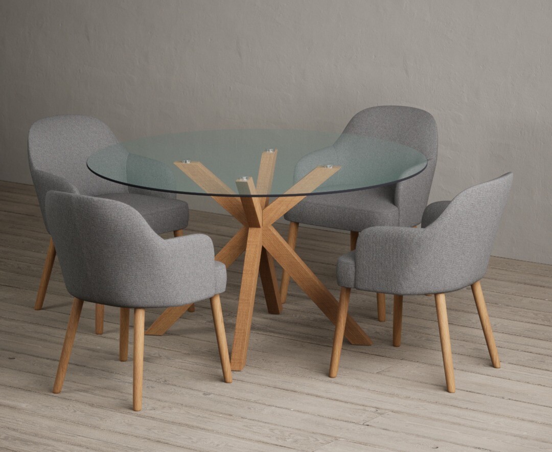 Extending Hertford 100cm - 130cm Oak and Soft White Painted Pedestal Dining Table