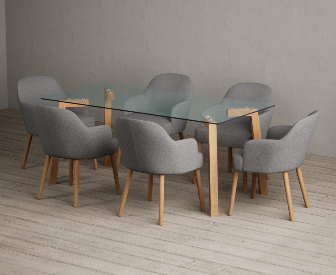 Colby 200cm Oval White Marble Dining Table with 6 Grey Sienna Chairs