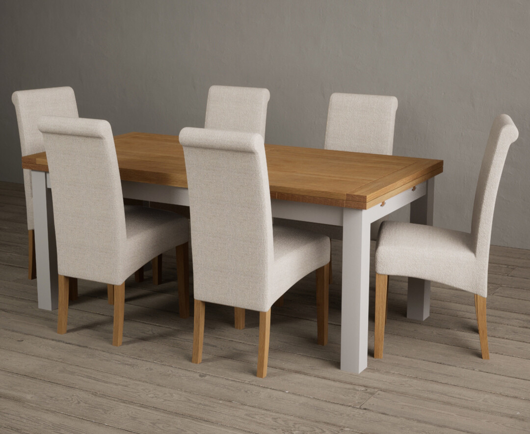 Colby 200cm Oval White Marble Dining Table with 6 Grey Sienna Chairs