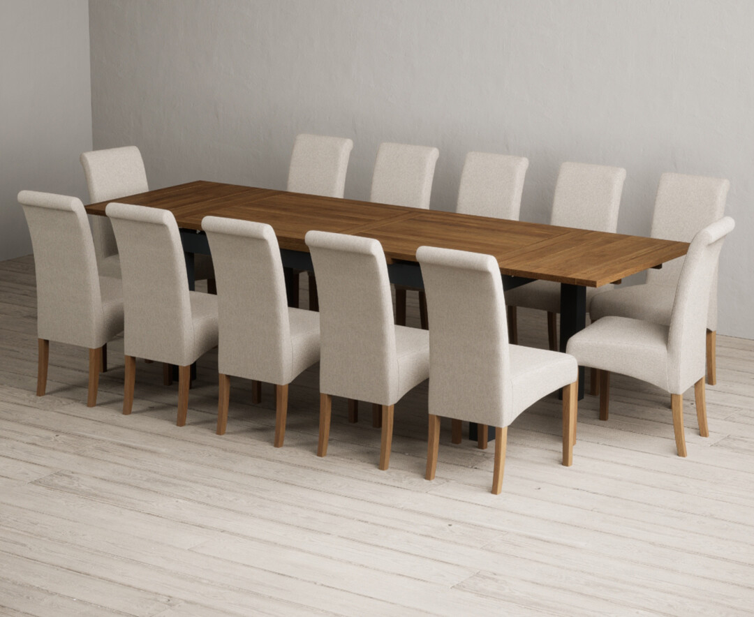 Extending Hertford 100cm - 130cm Oak and Soft White Painted Pedestal Dining Table