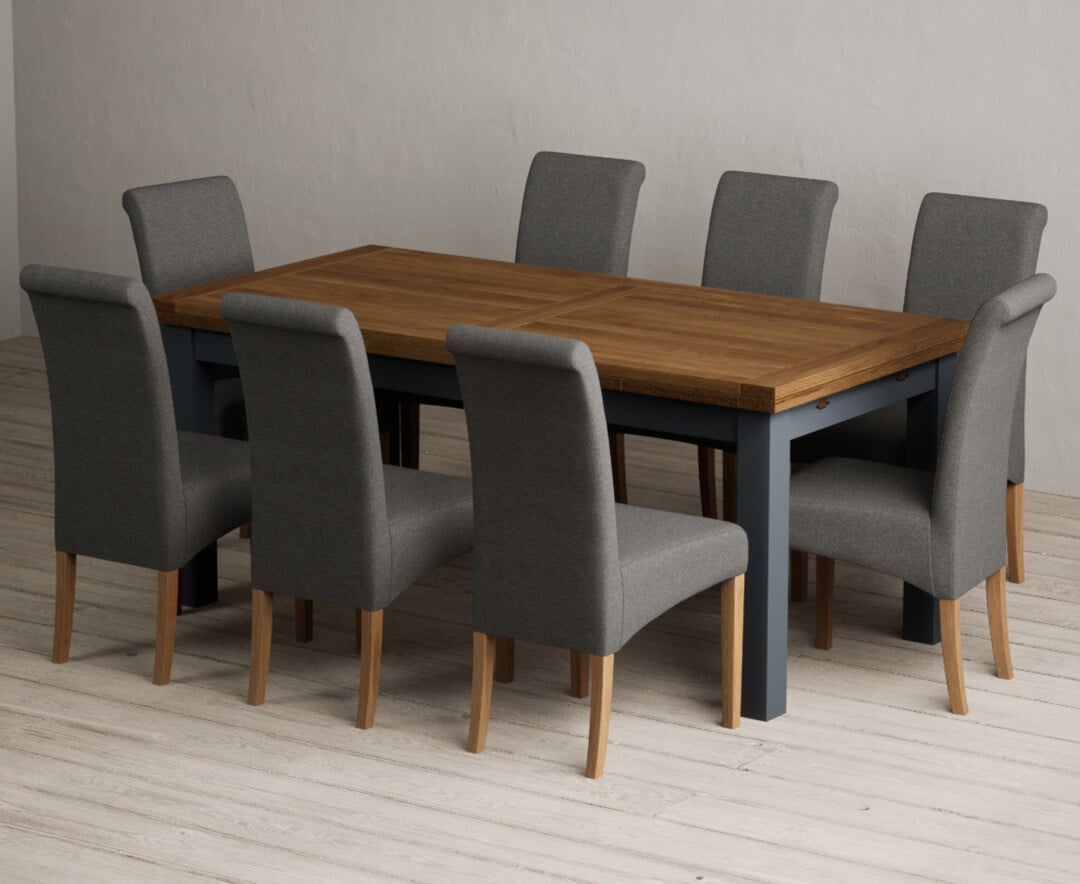 Colby 200cm Oval White Marble Dining Table with 6 Grey Sienna Chairs