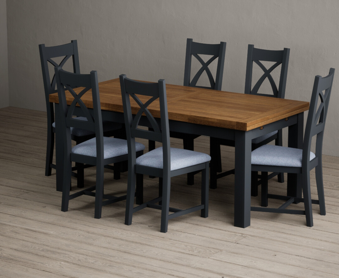 Extending Hertford 100cm - 130cm Oak and Soft White Painted Pedestal Dining Table