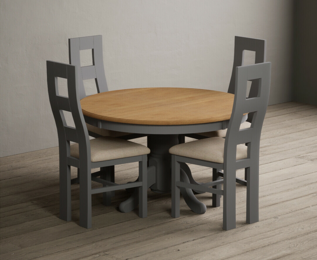 Bernini 110cm Glass Dining Table with 4 Grey Vigo Chairs