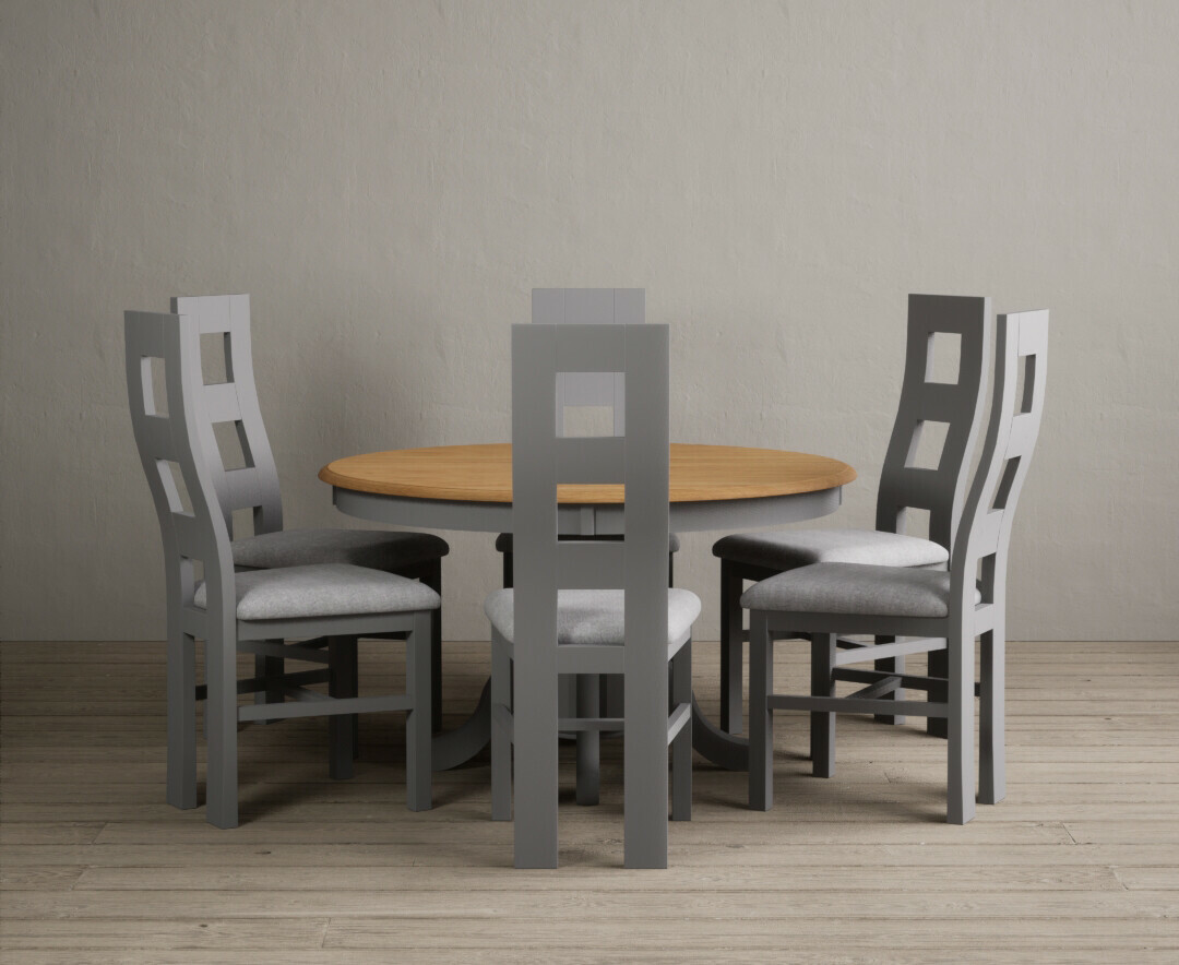 Extending Hertford 100cm - 130cm Oak and Soft White Painted Pedestal Dining Table
