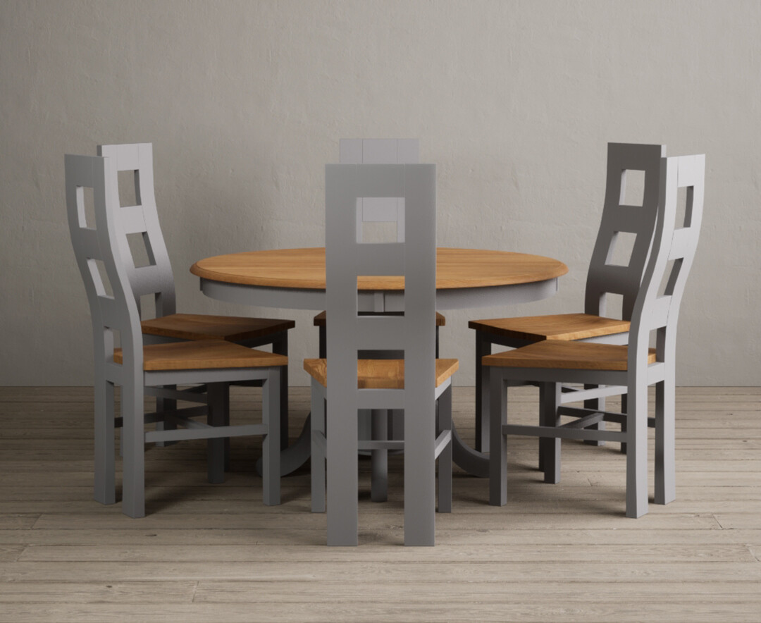 Bernini 110cm Glass Dining Table with 4 Grey Vigo Chairs