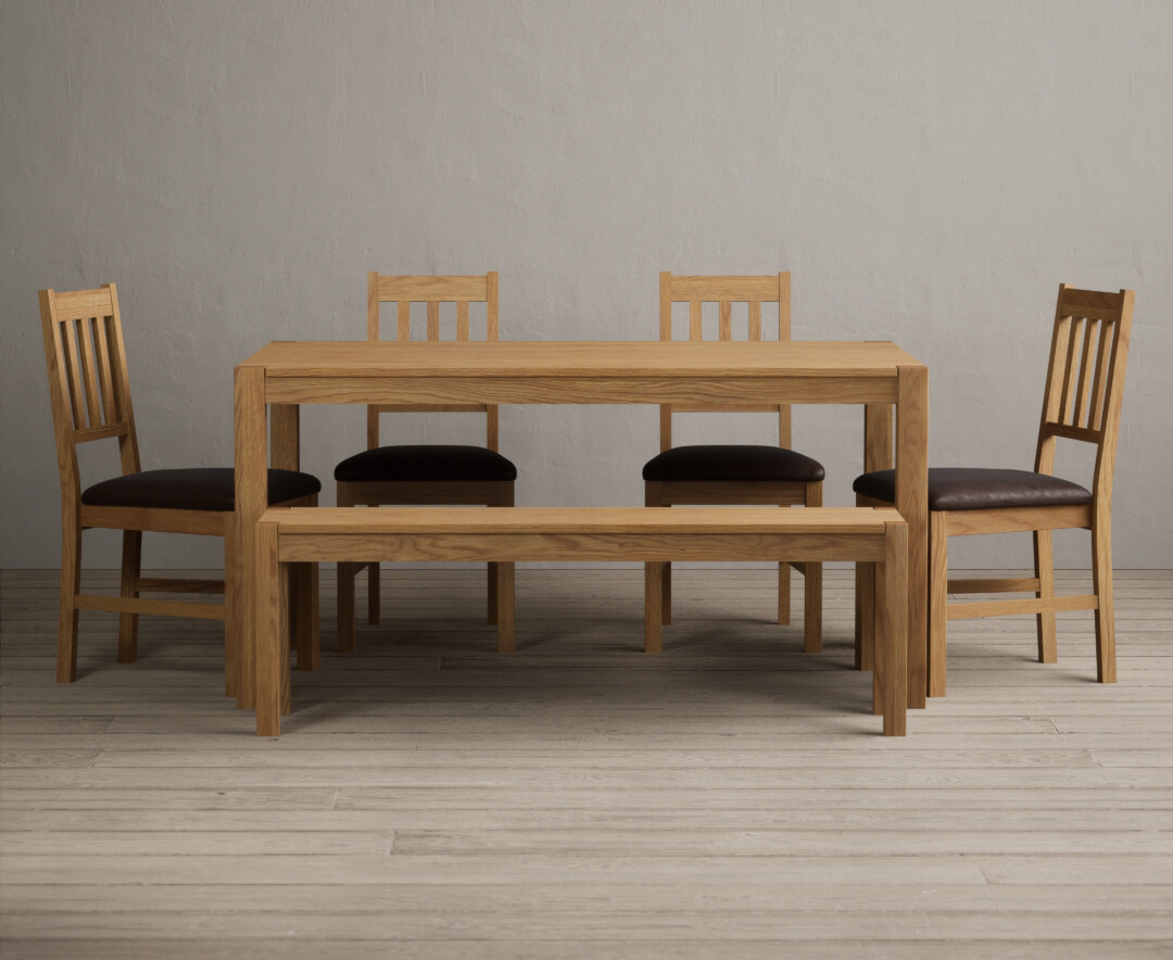 York 150cm Solid Oak Dining Table and 150 Oak Benches