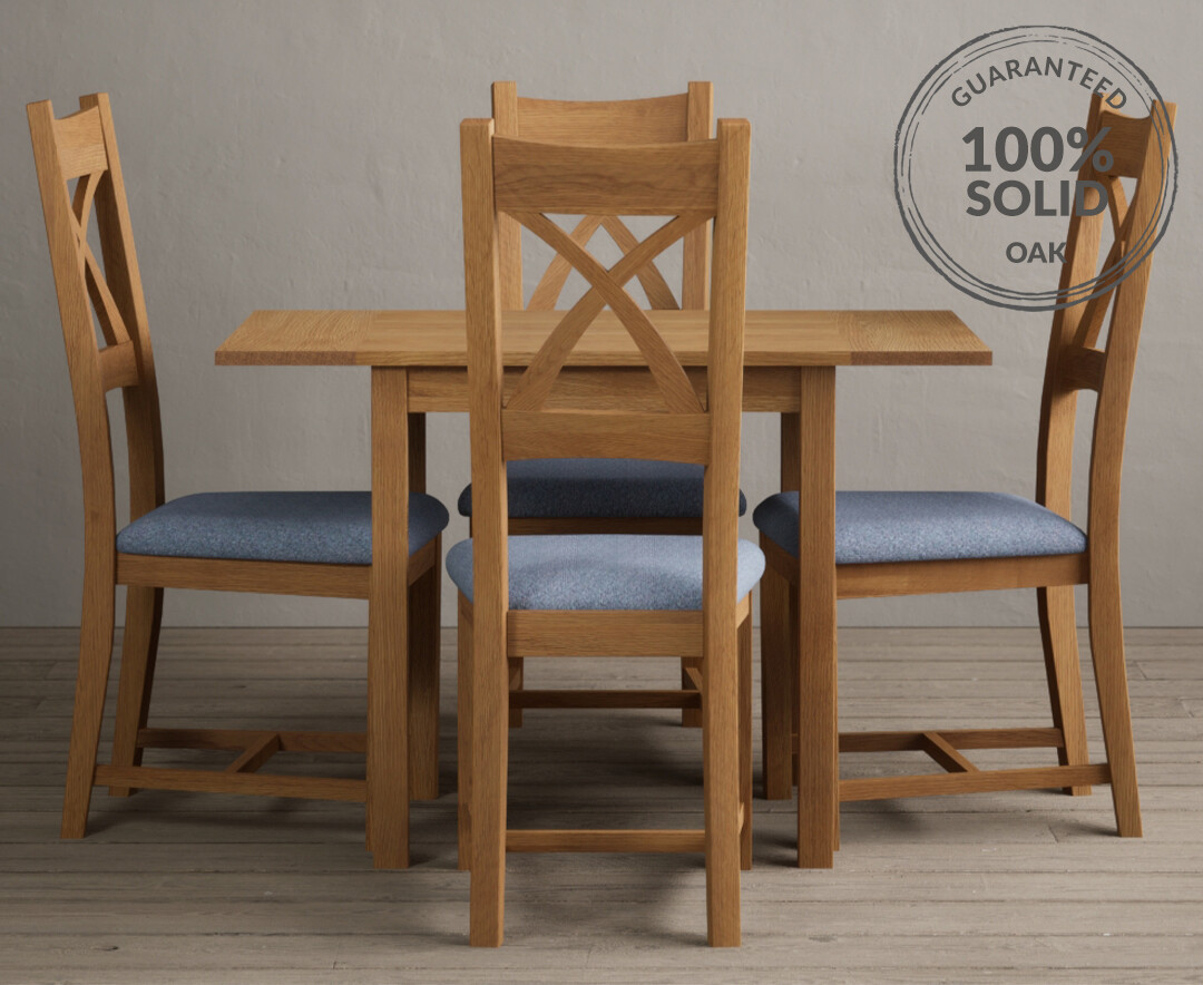 York 150cm Solid Oak Dining Table with 4 Light Grey York Chairs and 2 Oak Benches