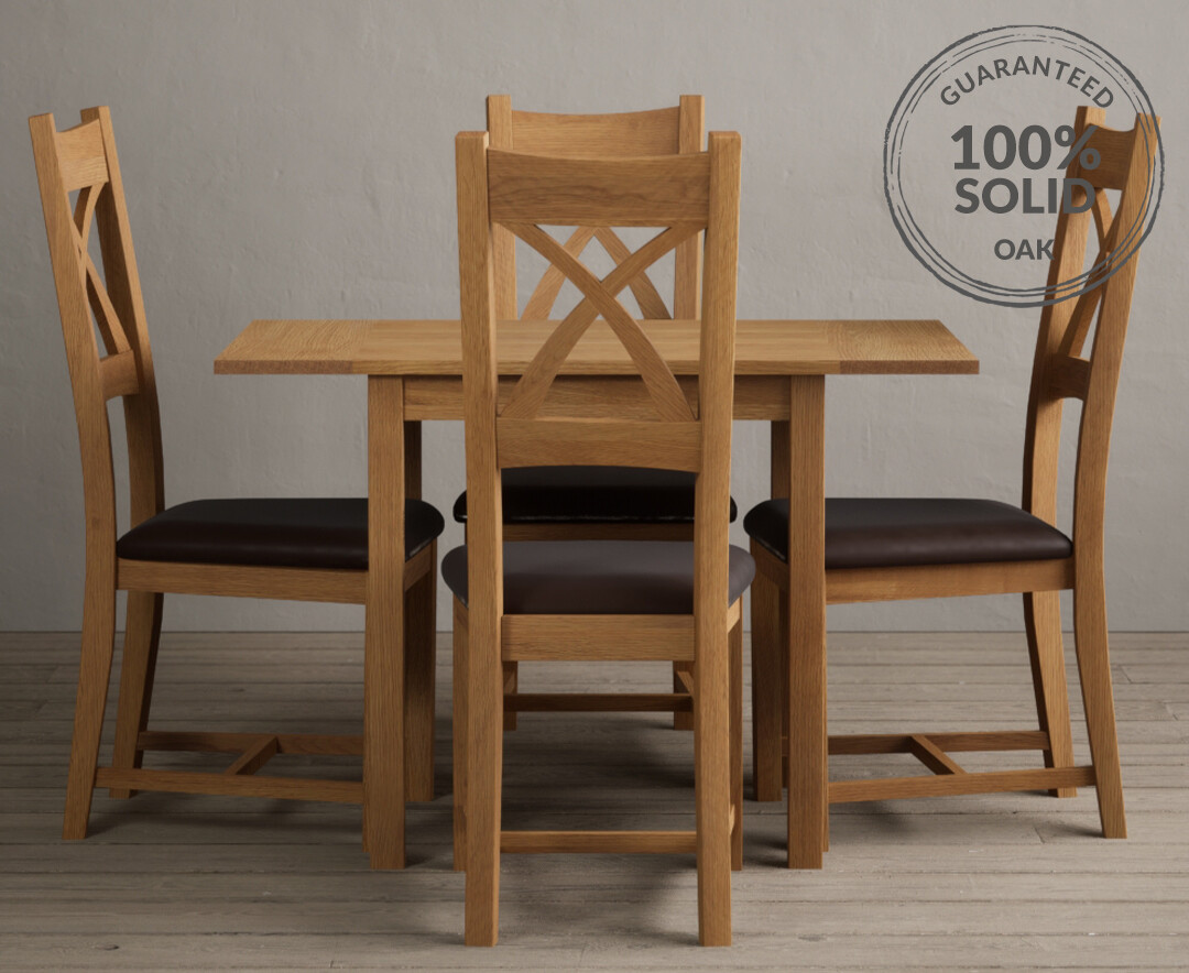 York 150cm Solid Oak Dining Table with 4 Light Grey York Chairs and 2 Oak Benches