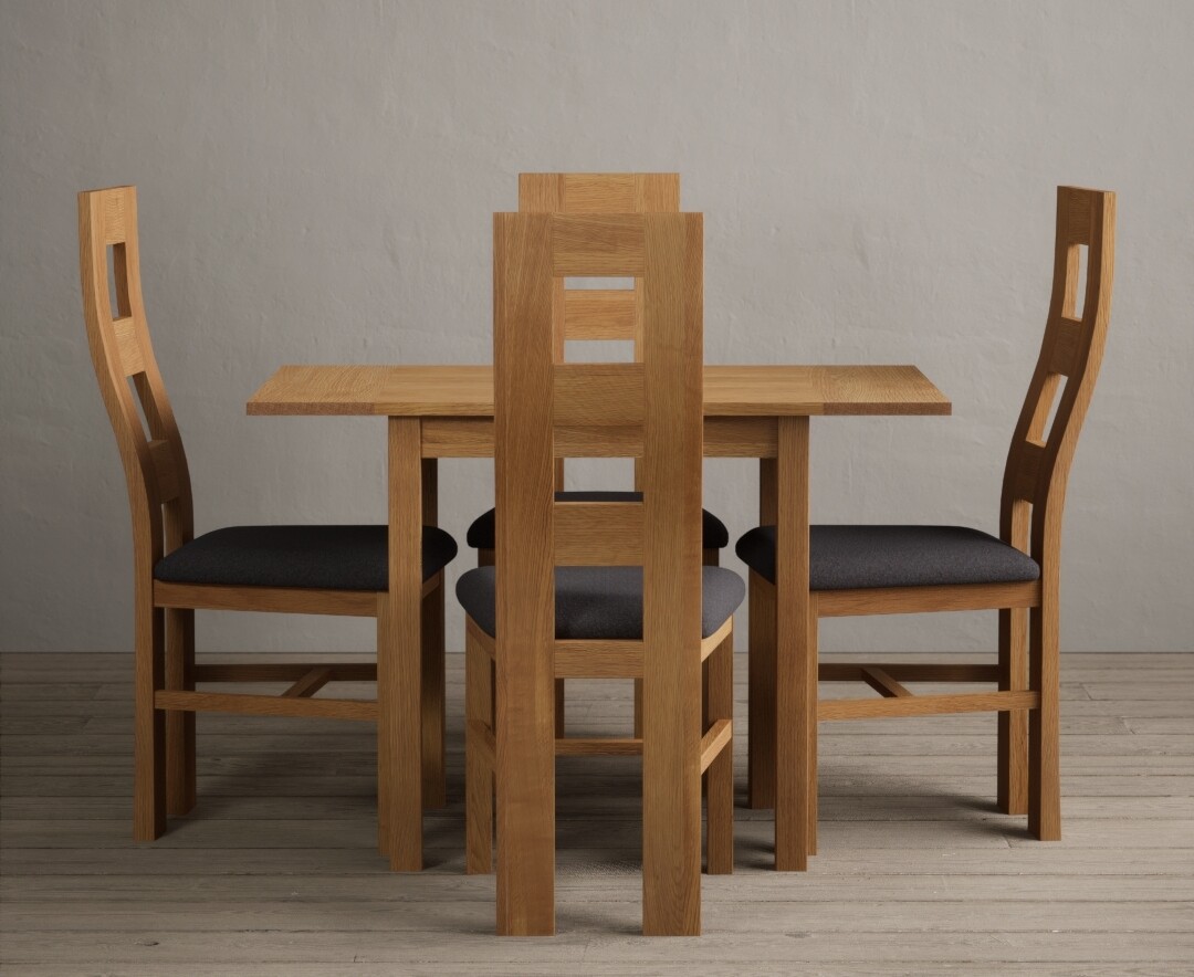 York 150cm Solid Oak Dining Table with 4 Light Grey York Chairs and 2 Oak Benches