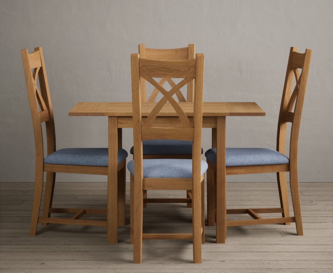 York 150cm Solid Oak Dining Table with 4 Light Grey York Chairs and 2 Oak Benches