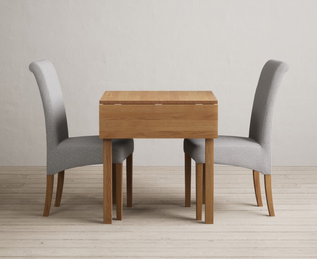 York 150cm Solid Oak Dining Table with 4 Light Grey York Chairs and 2 Oak Benches